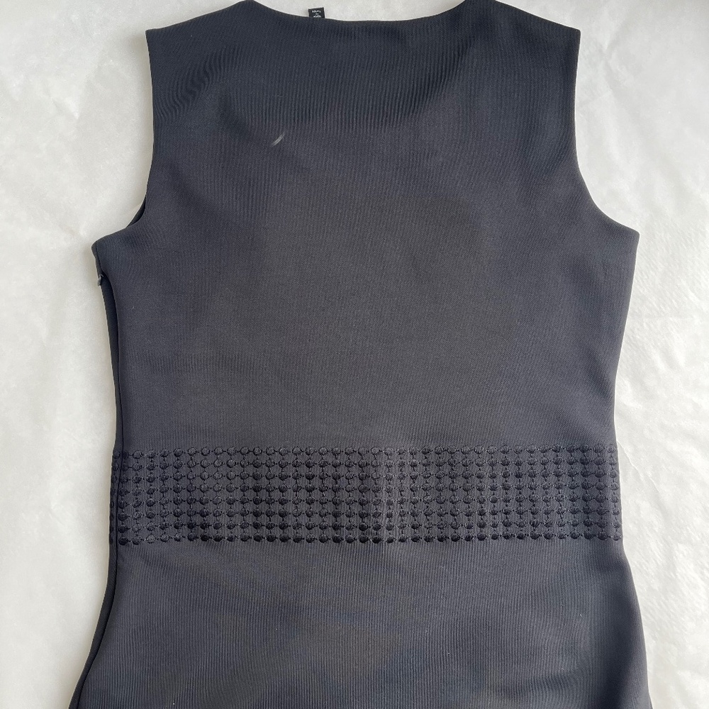 Hugo Boss Black Stretch Embordered Pencil Career Sleeveless Dots Sheath Dress L - Picture 11 of 13